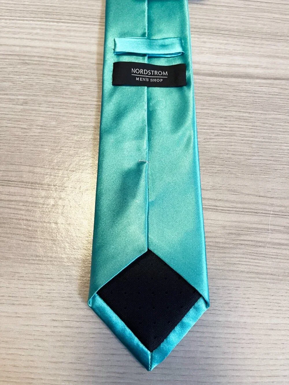 Nordstrom Men's Shop Teal Aqua 100% Silk Satin Neck Tie Classic Formal Wedding